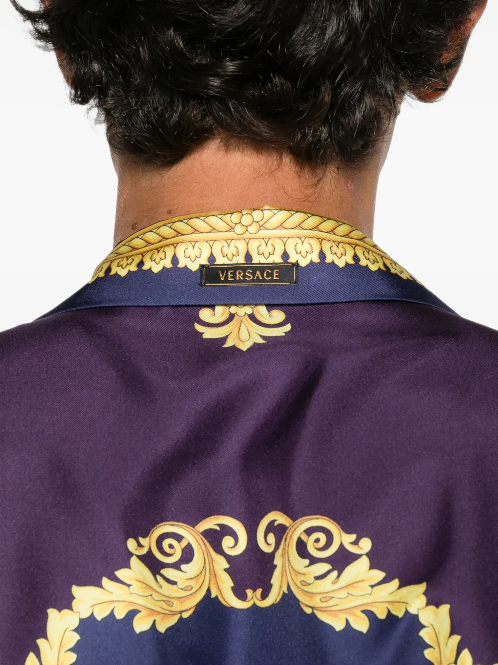 Versace Barocco zijden overhemd met Foulard-print Paars