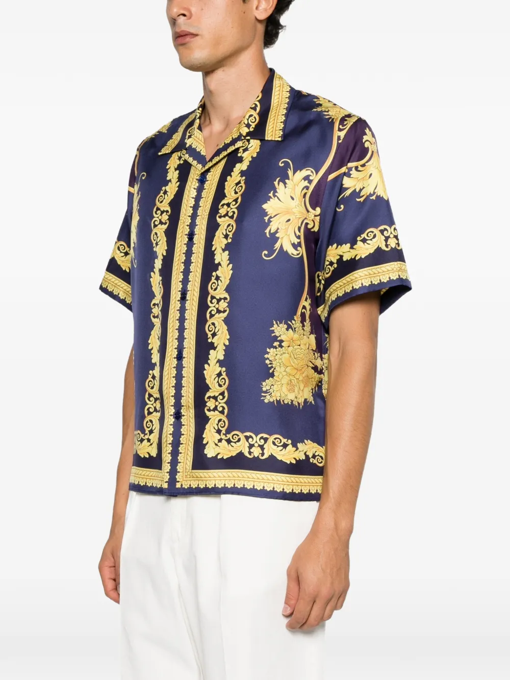 Versace Barocco zijden overhemd met Foulard-print Paars