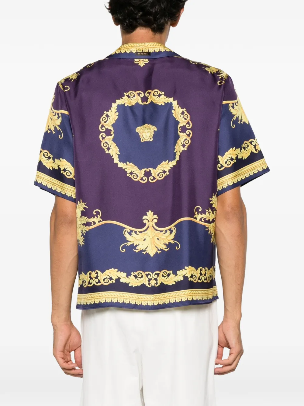 Versace Barocco zijden overhemd met Foulard-print Paars