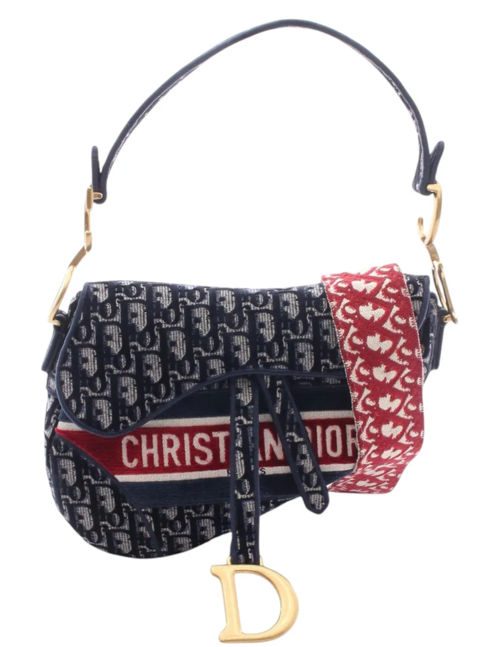 Christian Dior Pre-Owned 2018-2024 Oblique Embroidered Velvet Saddle Bag shoulder bag - Blau