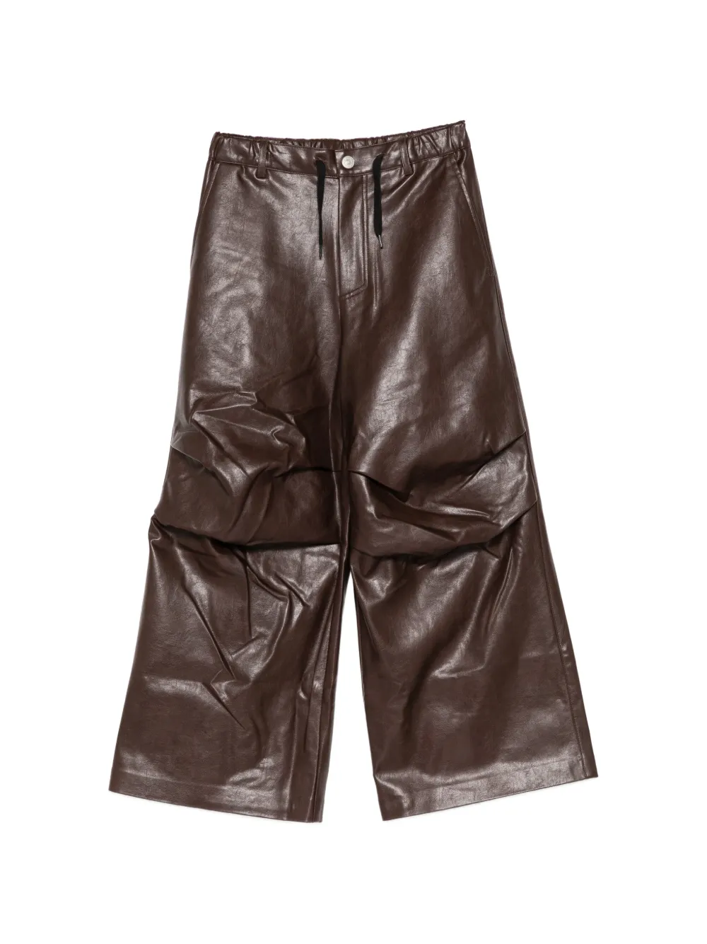 MM6 Maison Margiela Kids Pantaloni a gamba ampia con coulisse - Marrone
