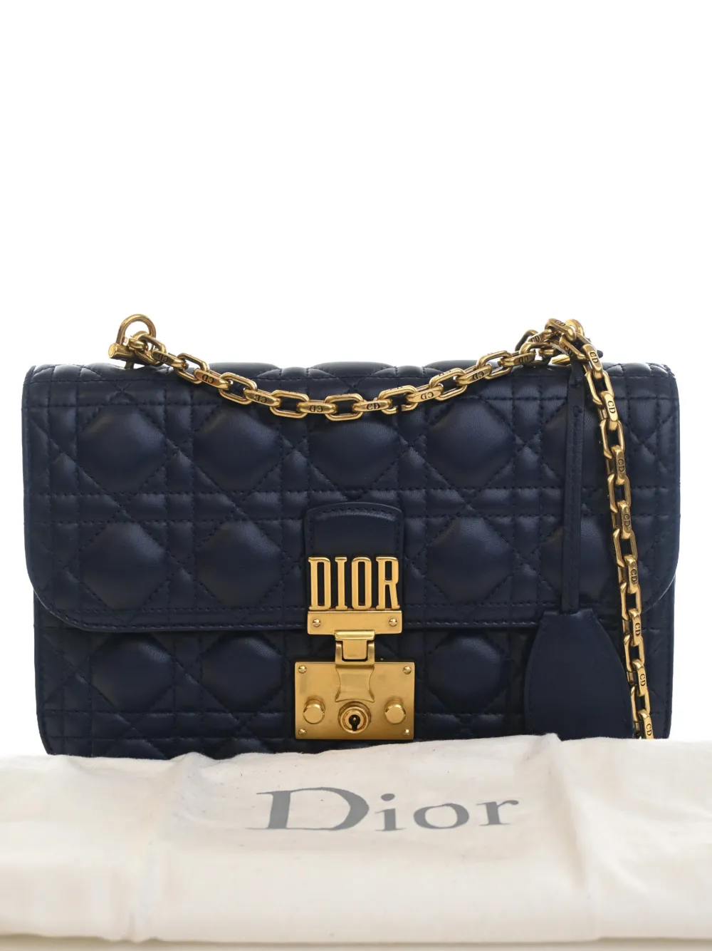 Dior Pre-owned 2017 Medium Lambskin Cannage Dioraddict Flap Shoulder Bag in Blue, view 2