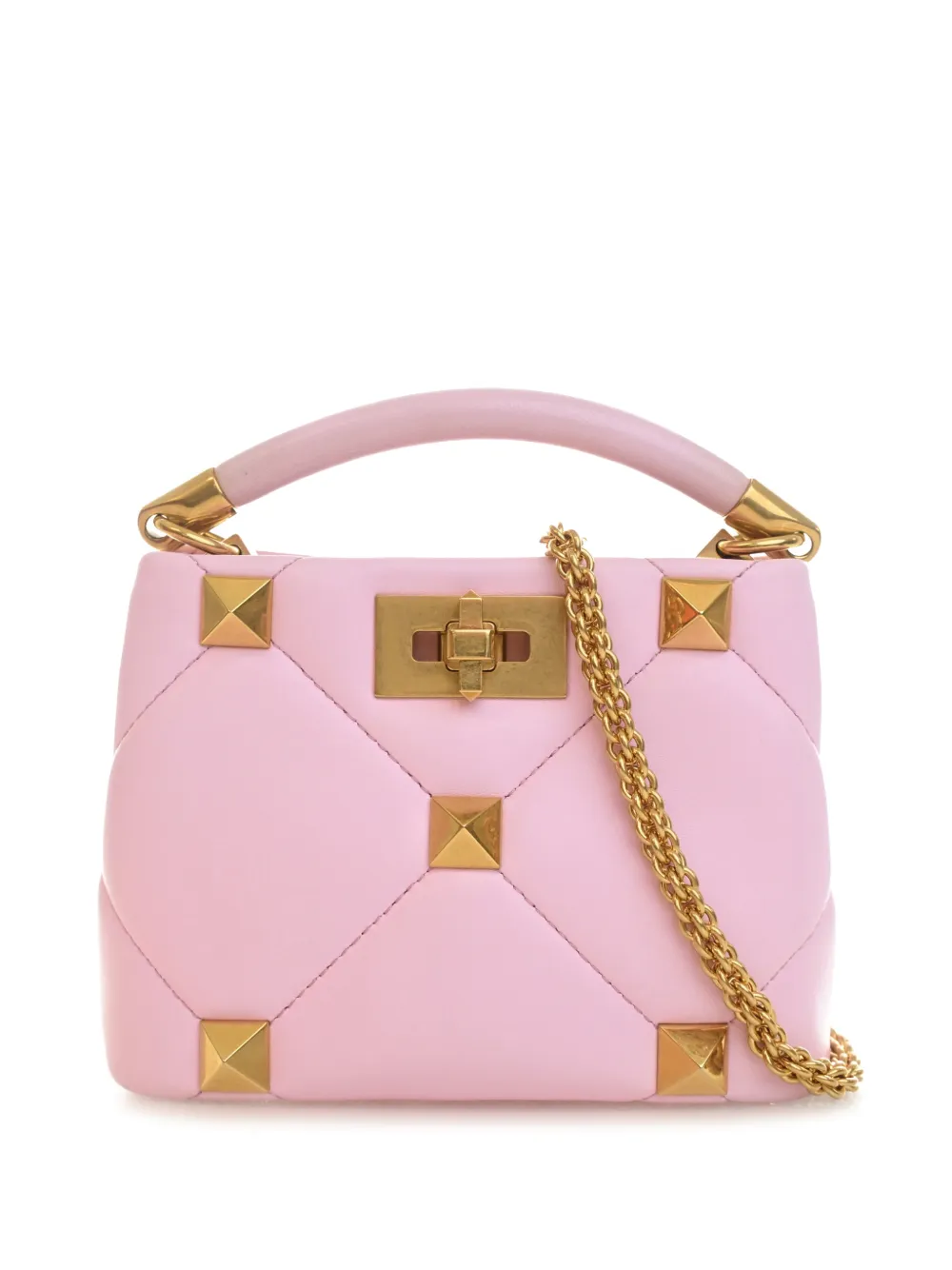 Valentino Garavani Pre-Owned 2018-2026 Small Nappa Roman Stud The Handle Bag satchel - Rosa