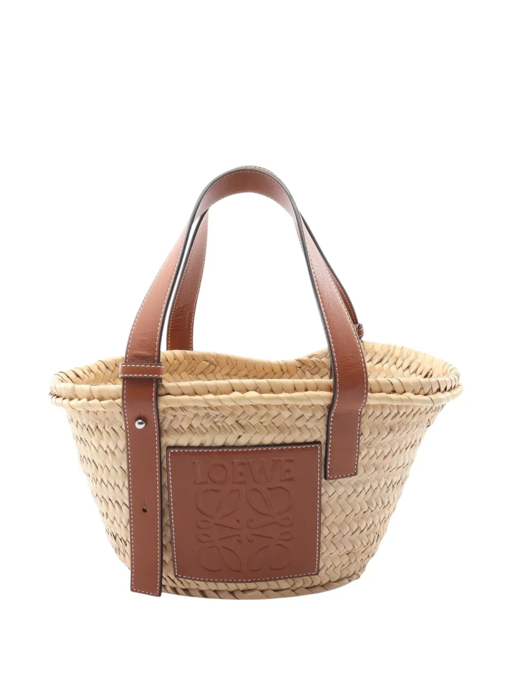 Loewe Pre-Owned 2017-2018 Small Raffia Anagram Basket tote bag - Nude