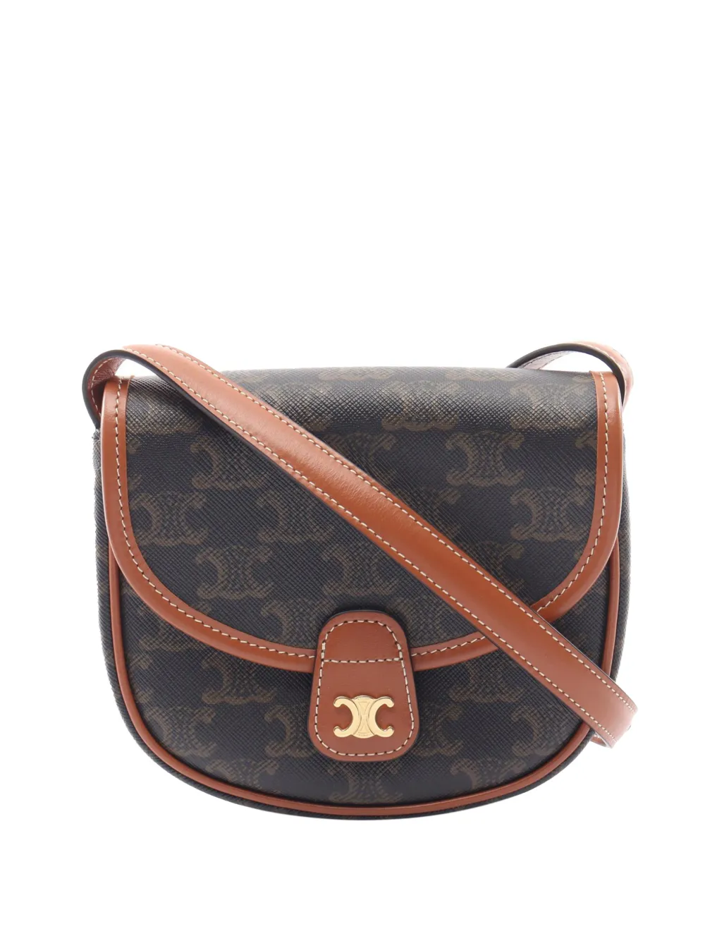 Celine Pre-Owned 2020-2022 Mini Triomphe Coated Canvas Besace crossbody bag - Brown