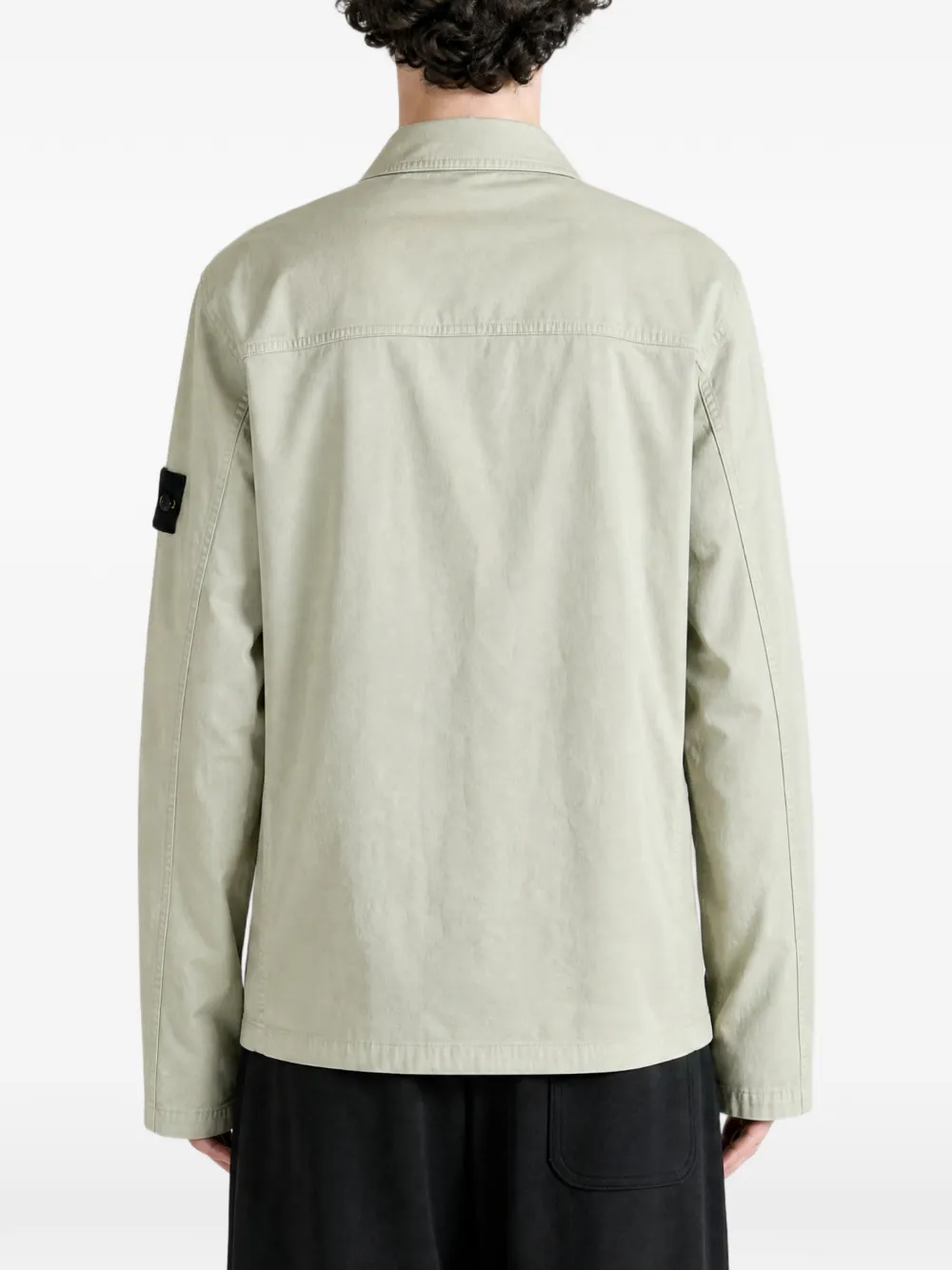 Stone Island 1200010 stretch organic cotton satin overshirt Beige
