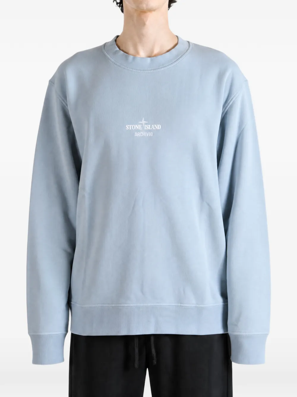 Stone Island 6100046 katoenen fleece sweater Blauw