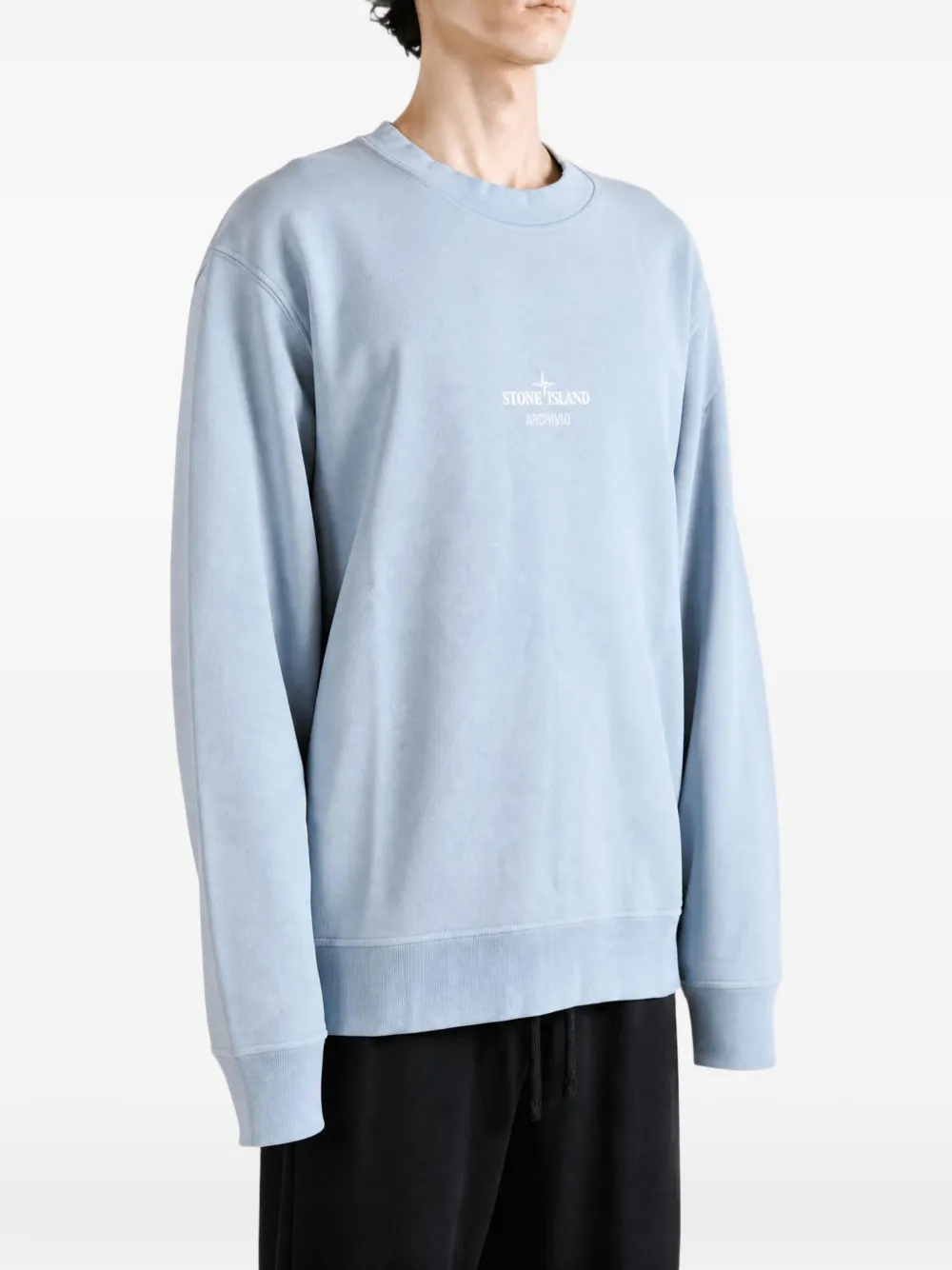 Stone Island 6100046 katoenen fleece sweater Blauw