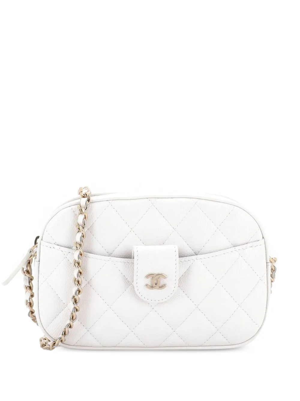 CHANEL Pre-Owned Slip Pocket Camera Case Bag Quilted Caviar Mini crossbody bag - Bianco