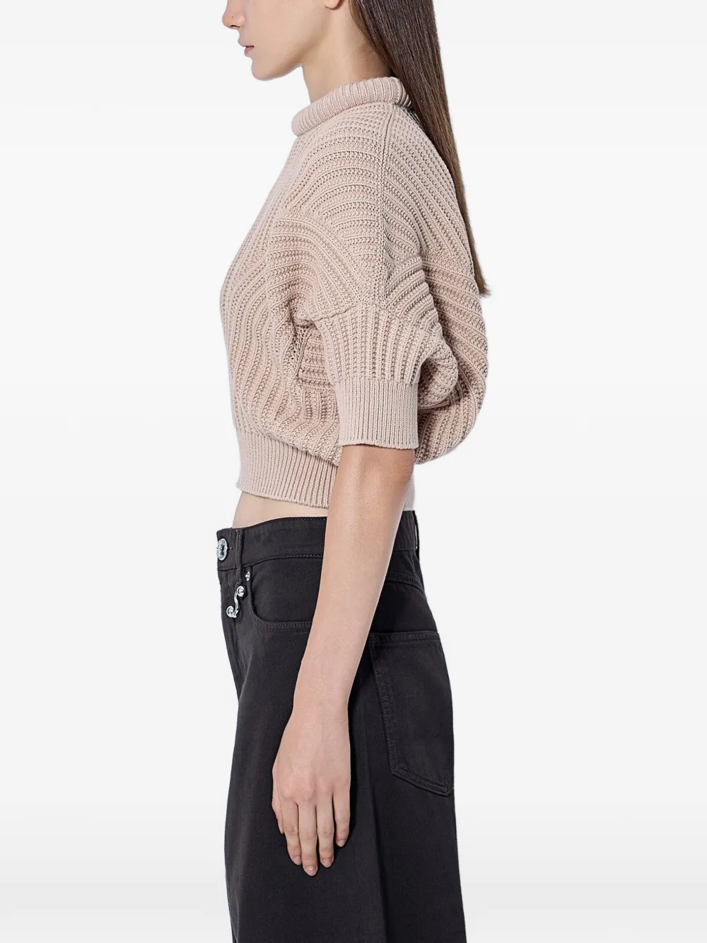 Sportmax ribbed-knit cropped sweater Beige