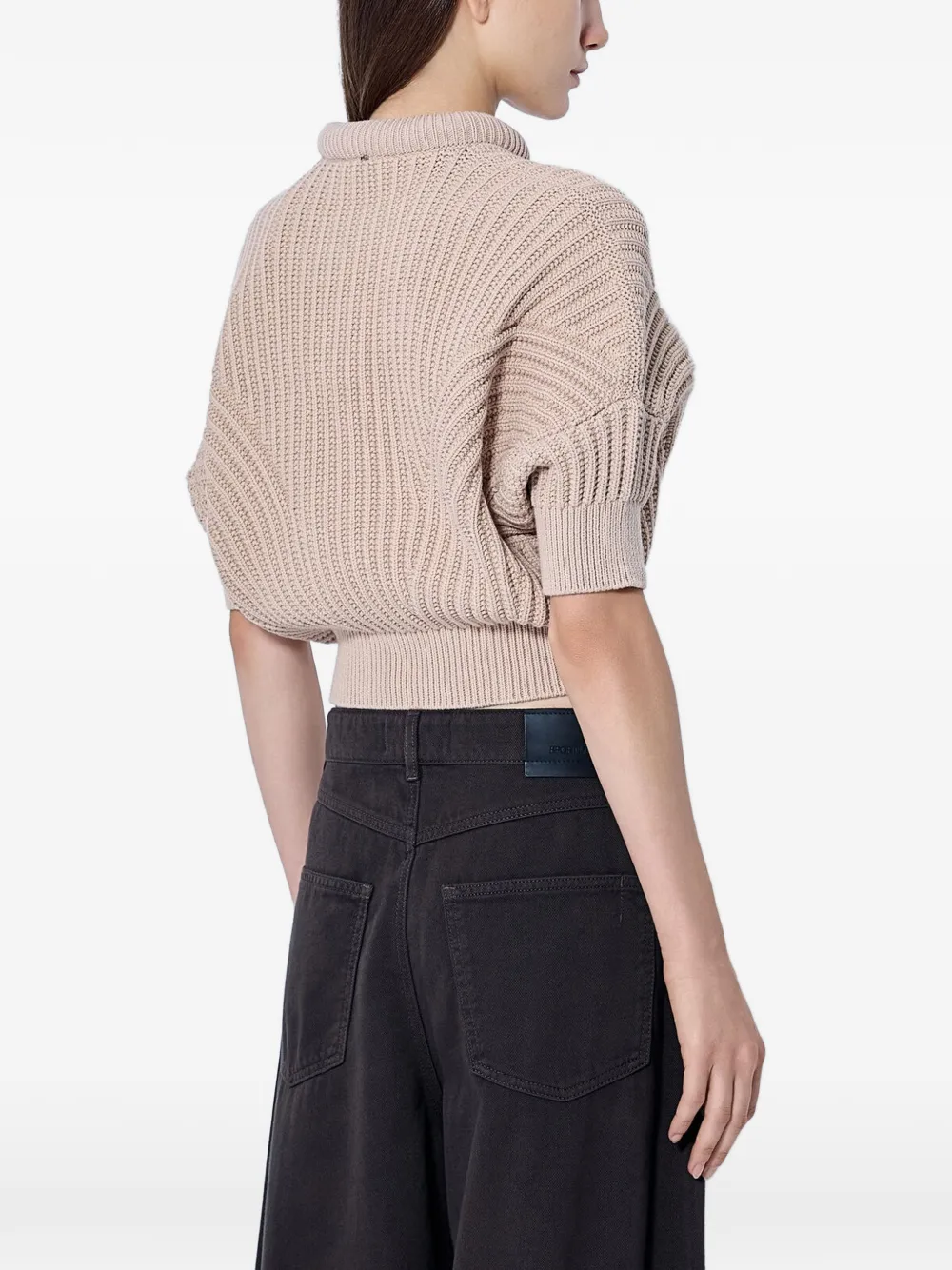 Sportmax ribbed-knit cropped sweater Beige