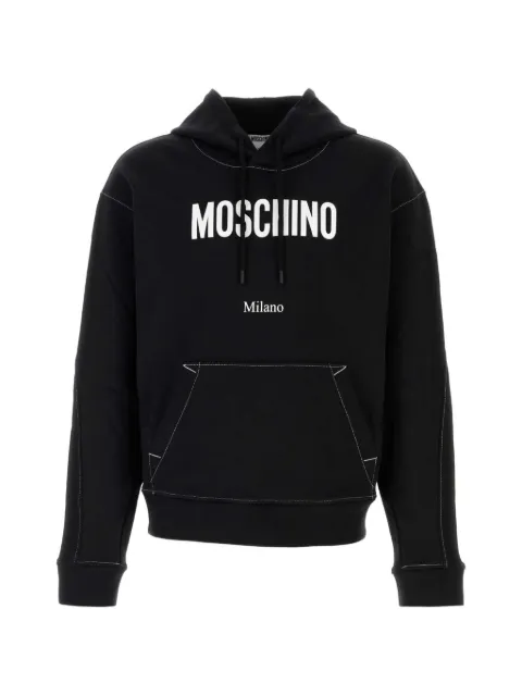 Moschino contrast-stitch logo-print hoodie