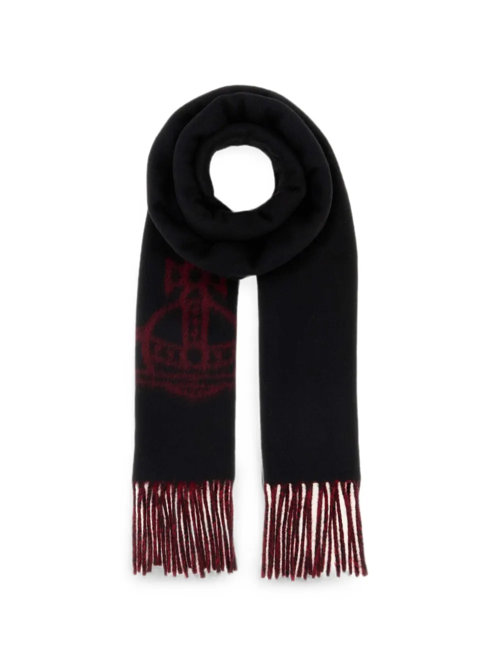 Vivienne Westwood Double Face fringed scarf - Nero