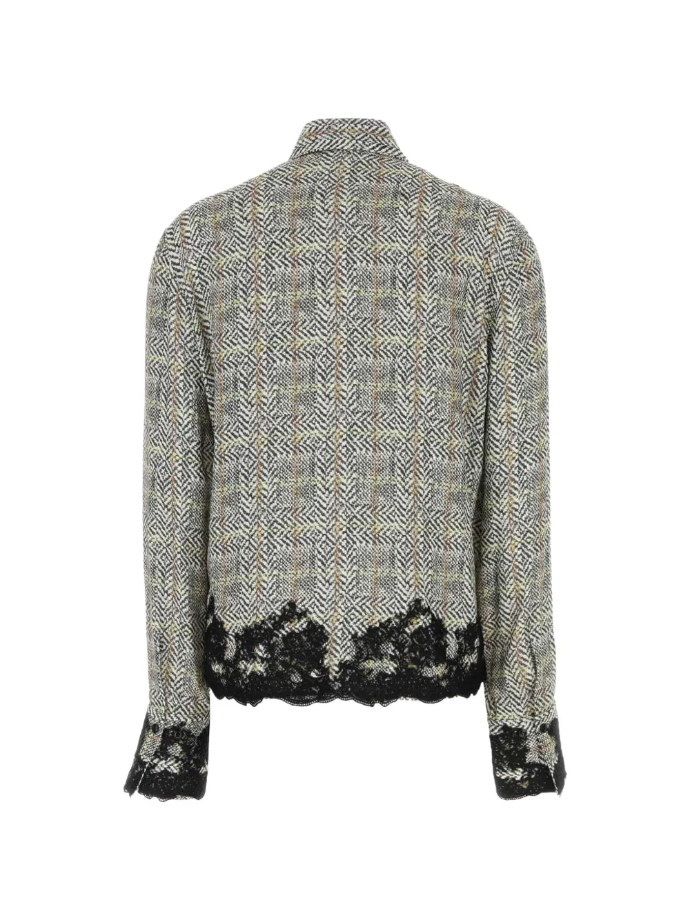 Ermanno Scervino Blouse met visgraat-patroon en kanten afwerking Grijs