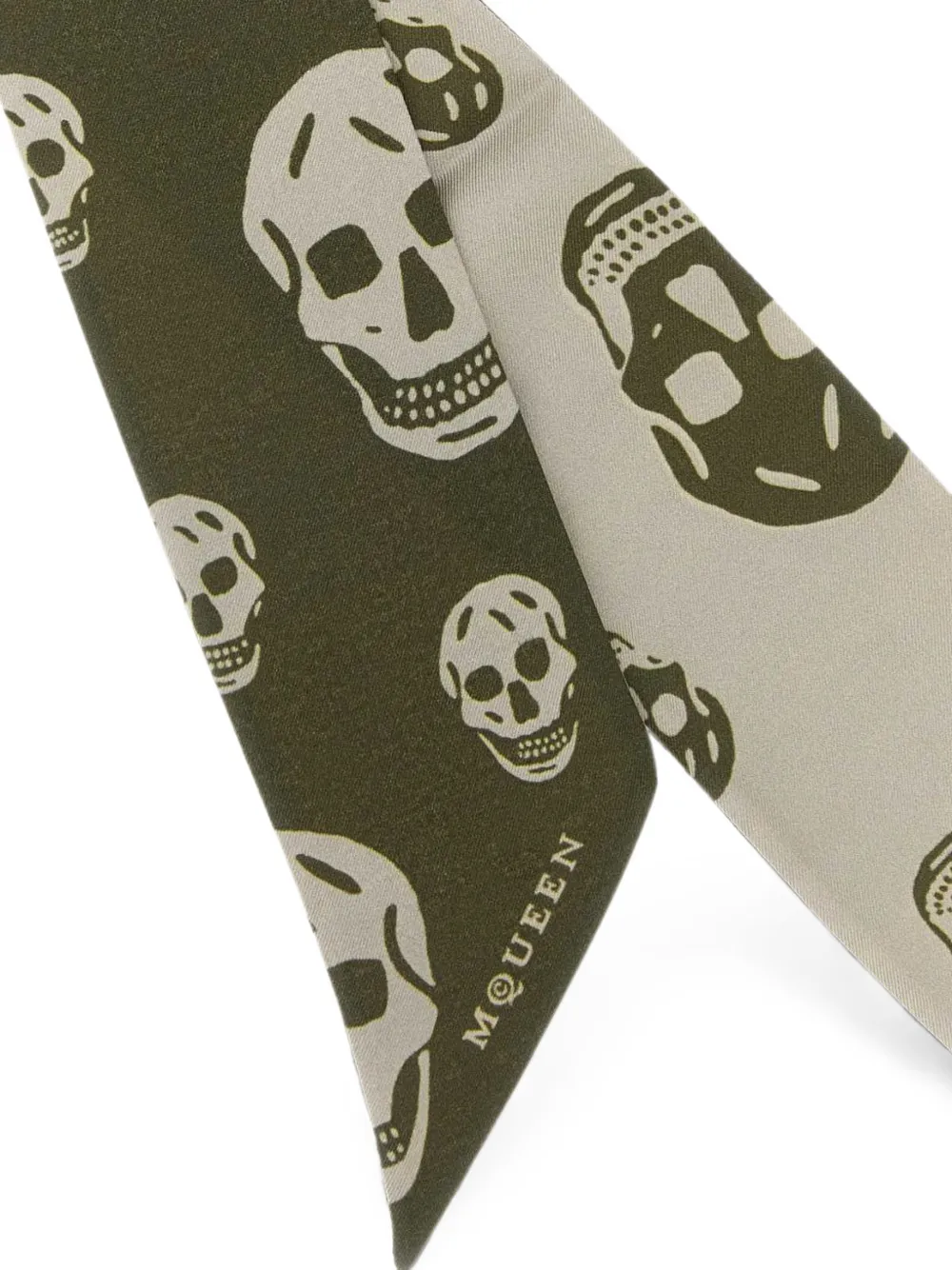 Alexander McQueen skull-print silk scarf Groen