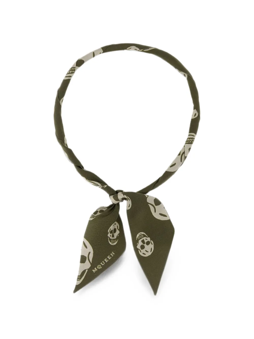 Alexander McQueen skull-print silk scarf - Verde