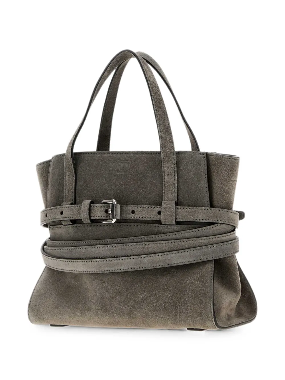 Moschino Tie Me suède shopper Grijs