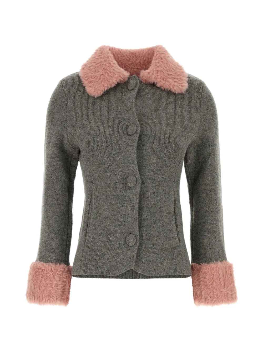 Moschino Giacca con bordo in pelliccia sintetica - Grigio