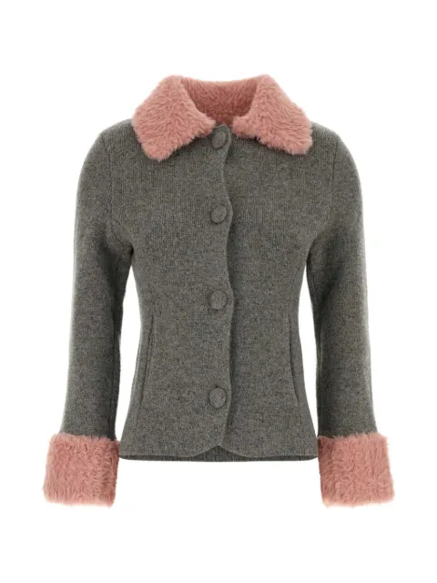 Moschino faux-fur-trim knitted jacket