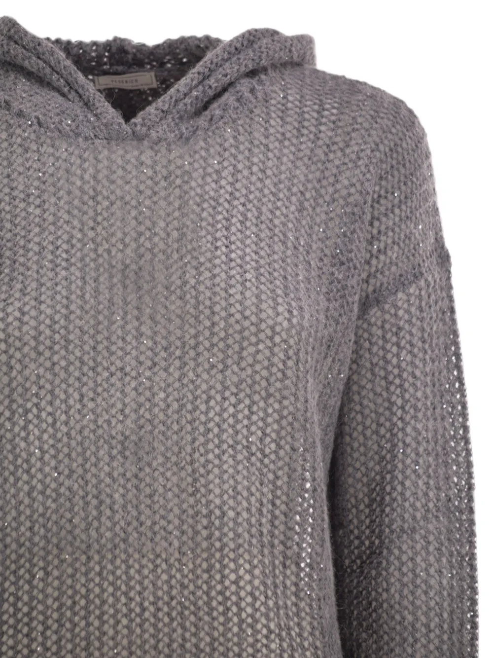 Peserico Opengebreide hoodie verfraaid met pailletten Grijs