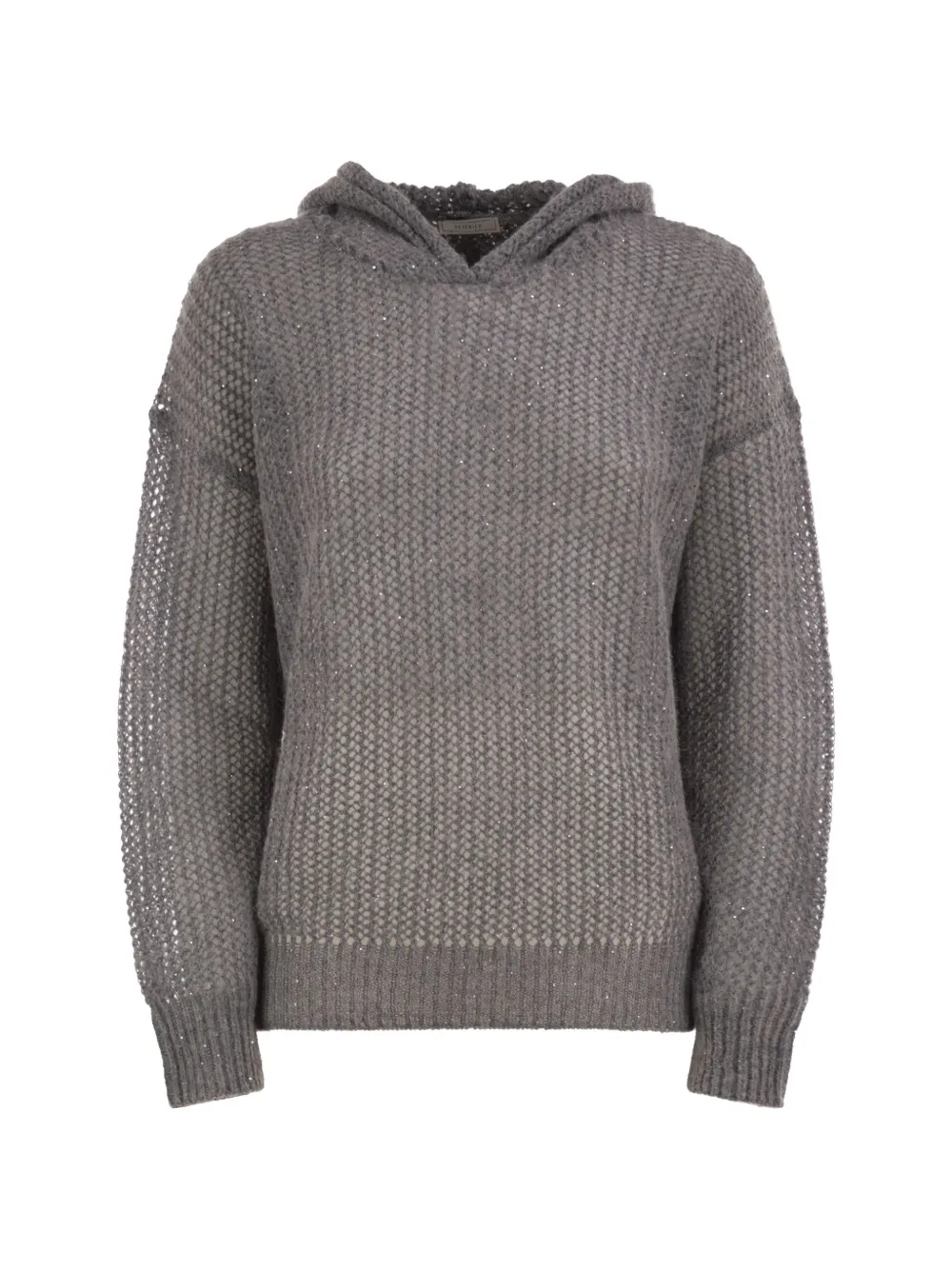Peserico sequin-embellished open-knit hoodie - Grigio