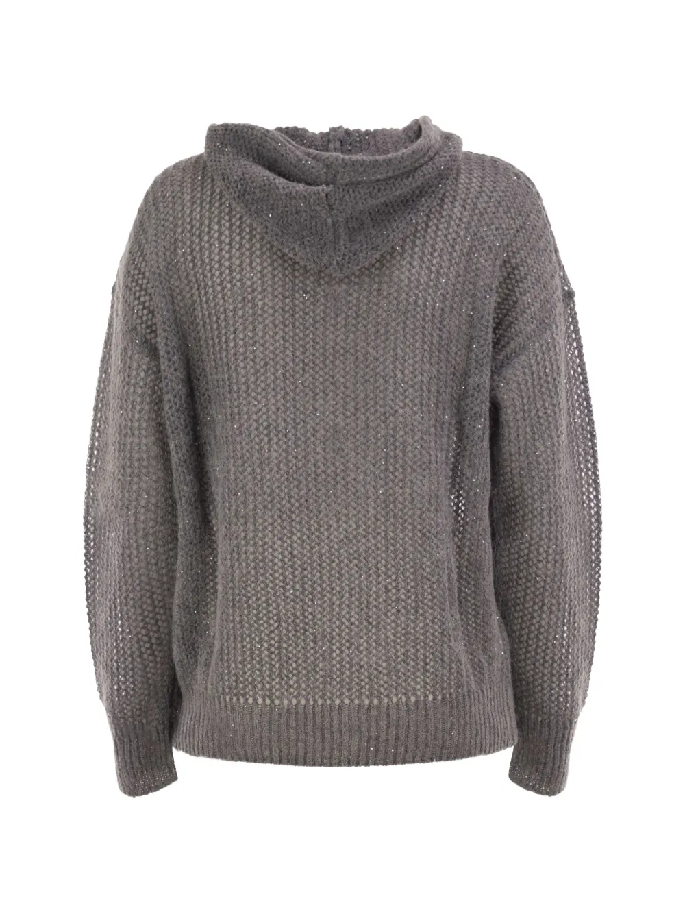 Peserico Opengebreide hoodie verfraaid met pailletten Grijs