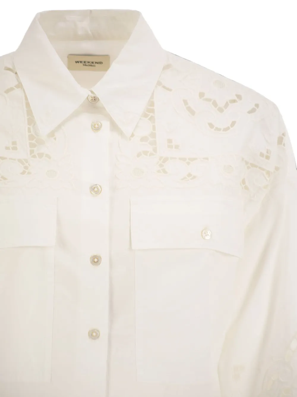 Weekend Max Mara Broderie anglaise blouse met borduurwerk Wit