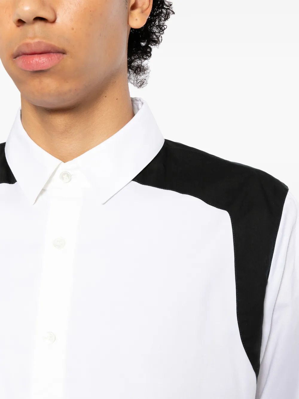 Ports V Shirt met contrasterend vlak Wit