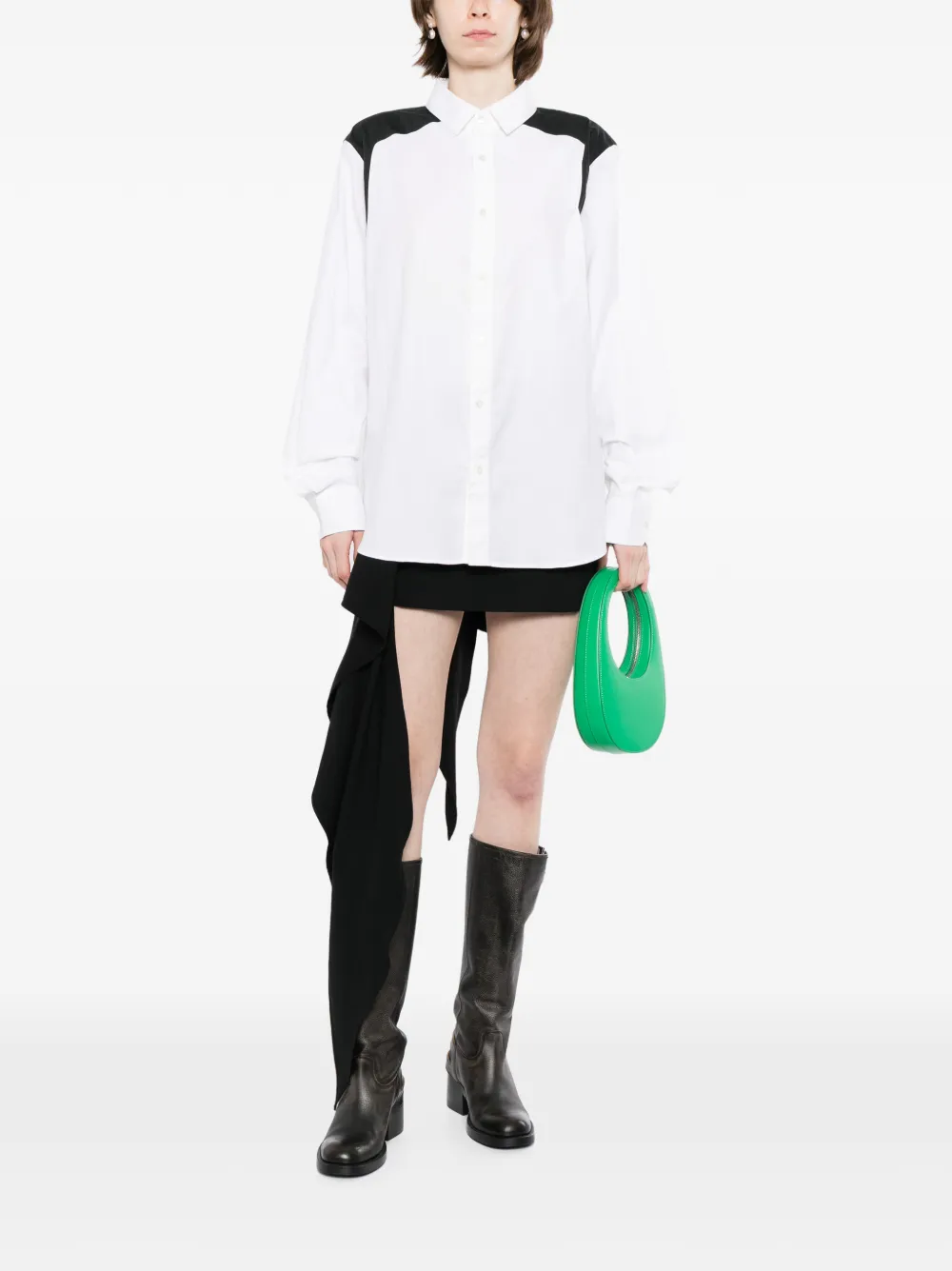 Ports V Shirt met contrasterend vlak Wit