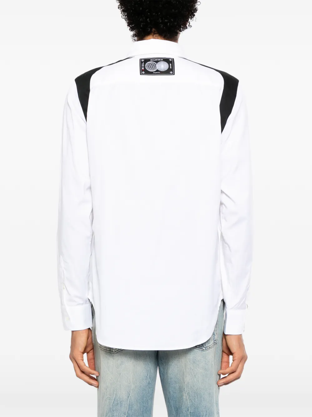 Ports V Shirt met contrasterend vlak Wit