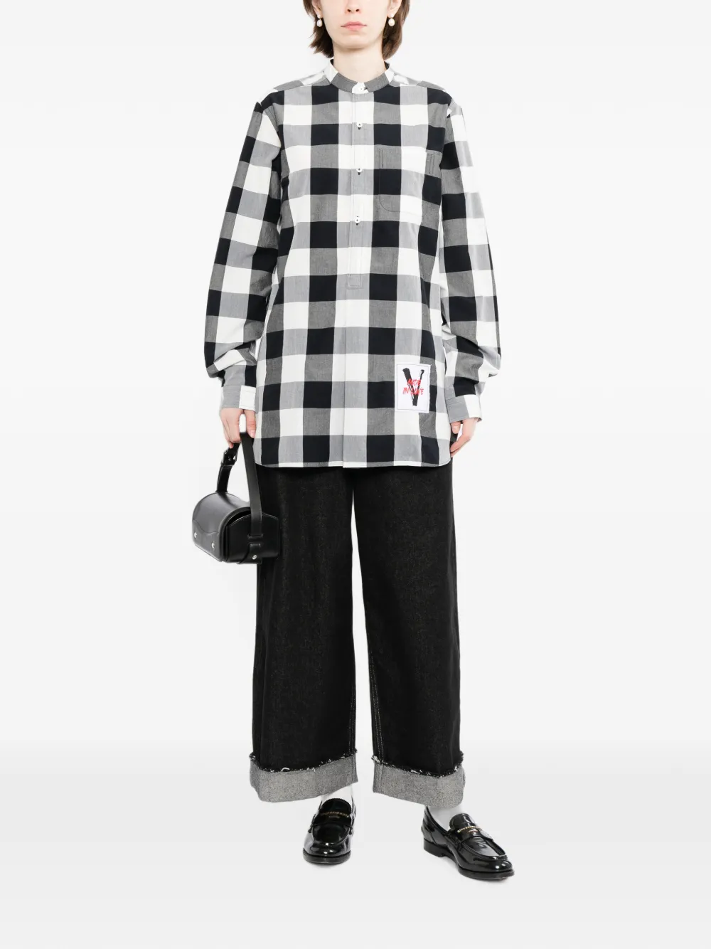 Ports V Geruite polo Wit