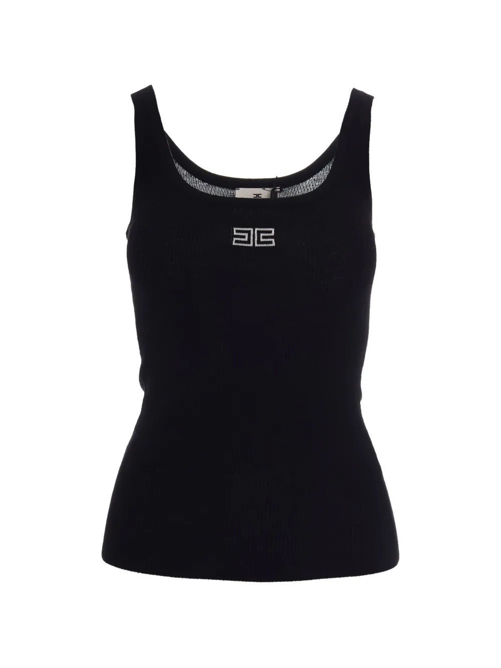 Elisabetta Franchi Geripptes Tanktop mit Logo-Stickerei - Schwarz