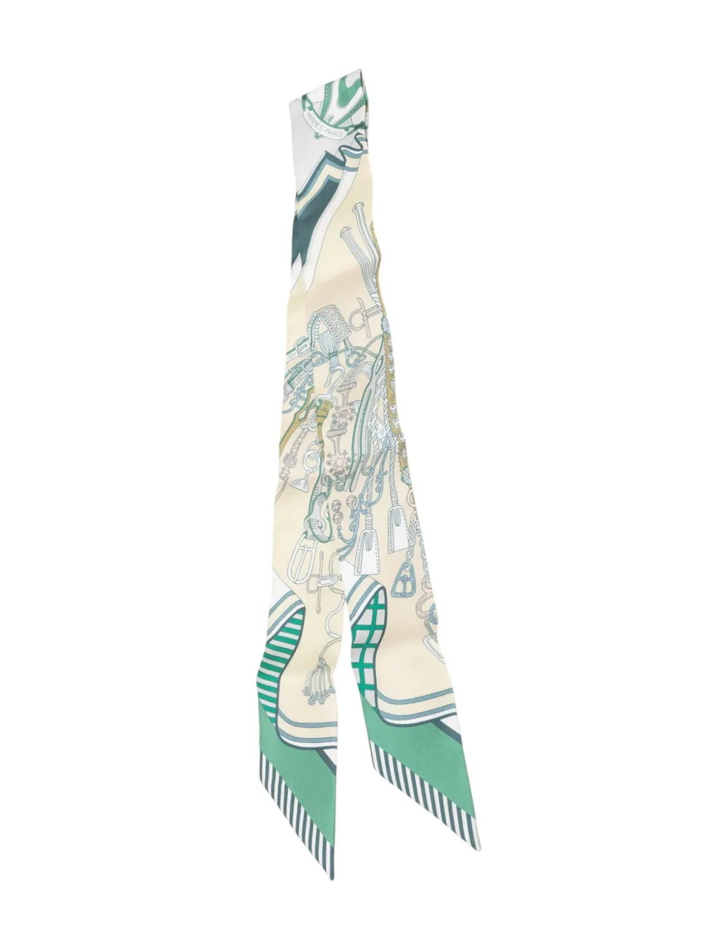 Hermès Pre-Owned 2021-2026 Bouquets Sellier Silk Twilly Scarf scarves - Grün