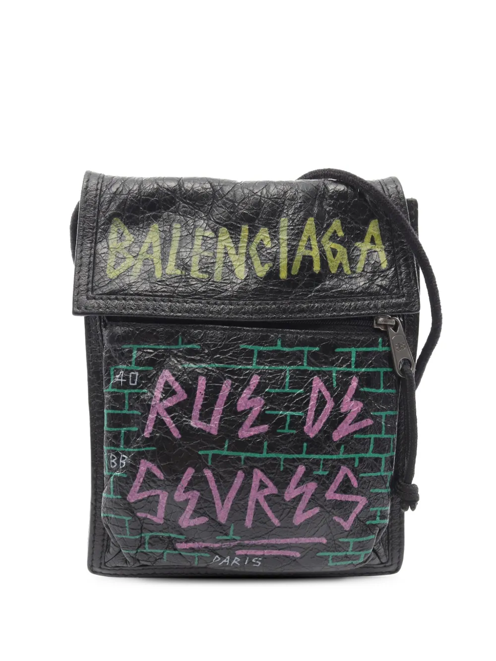 Balenciaga Pre-Owned 2018-2020 Small Lambskin Graffiti Explorer crossbody bag - Schwarz
