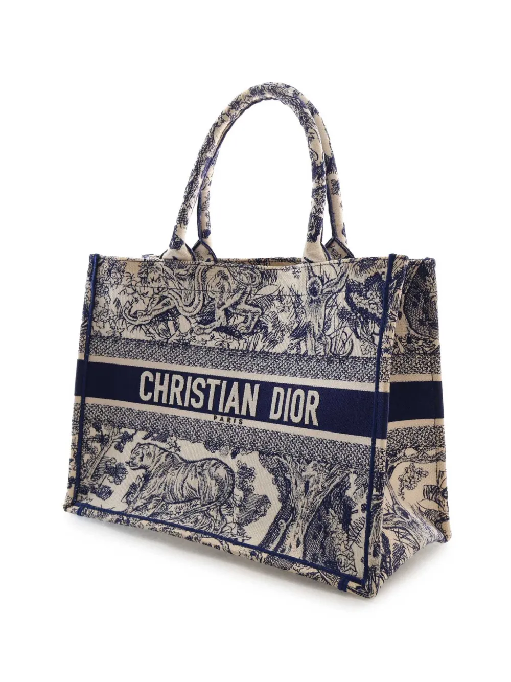 Dior Pre-owned 2020 Medium Canvas Embroidered Reverse Dioriviera Toile De Jouy Book Tote Bag in Blue, view 3