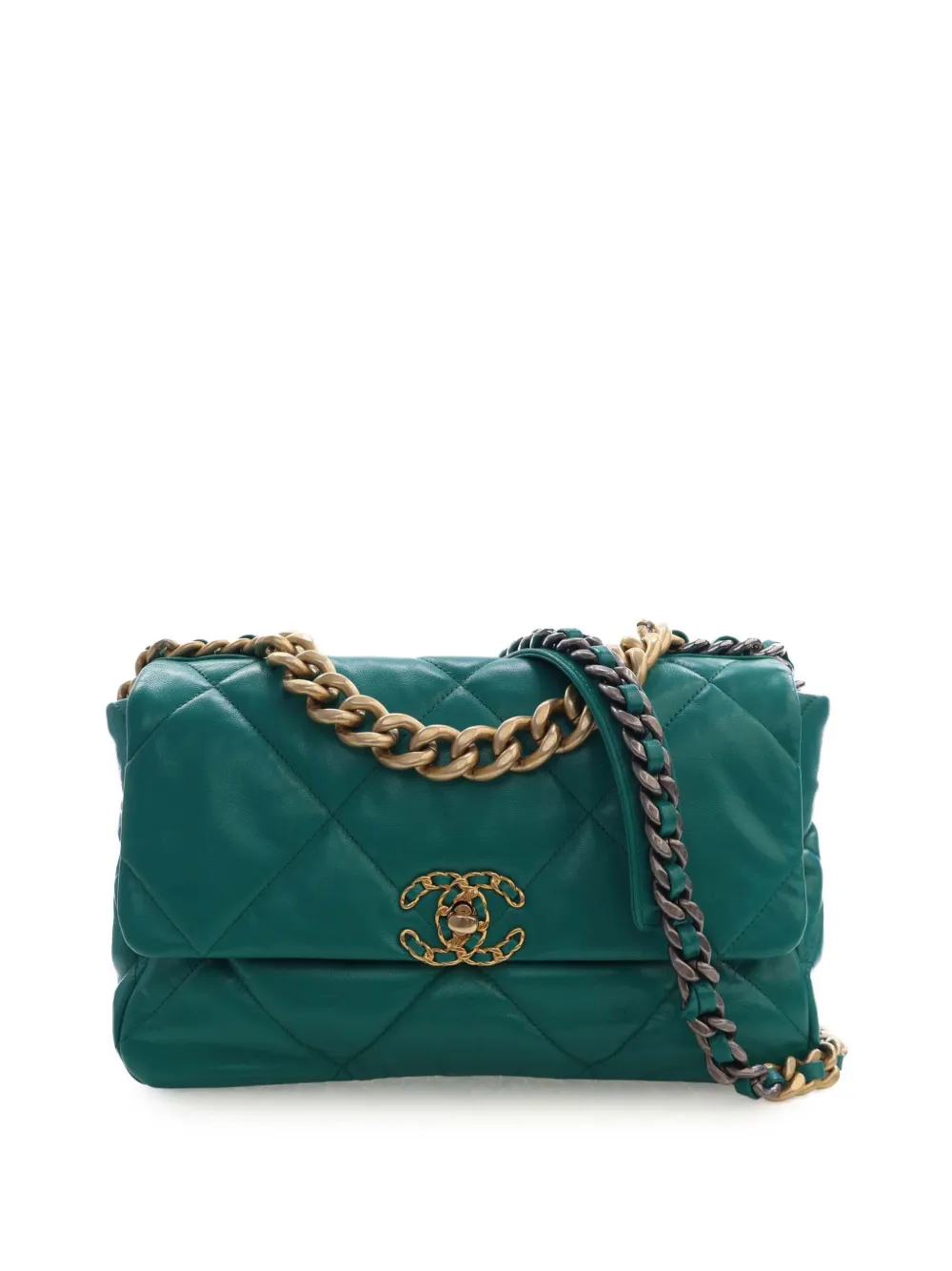 CHANEL Pre-Owned 2019 Large Lambskin 19 Flap satchel - Green