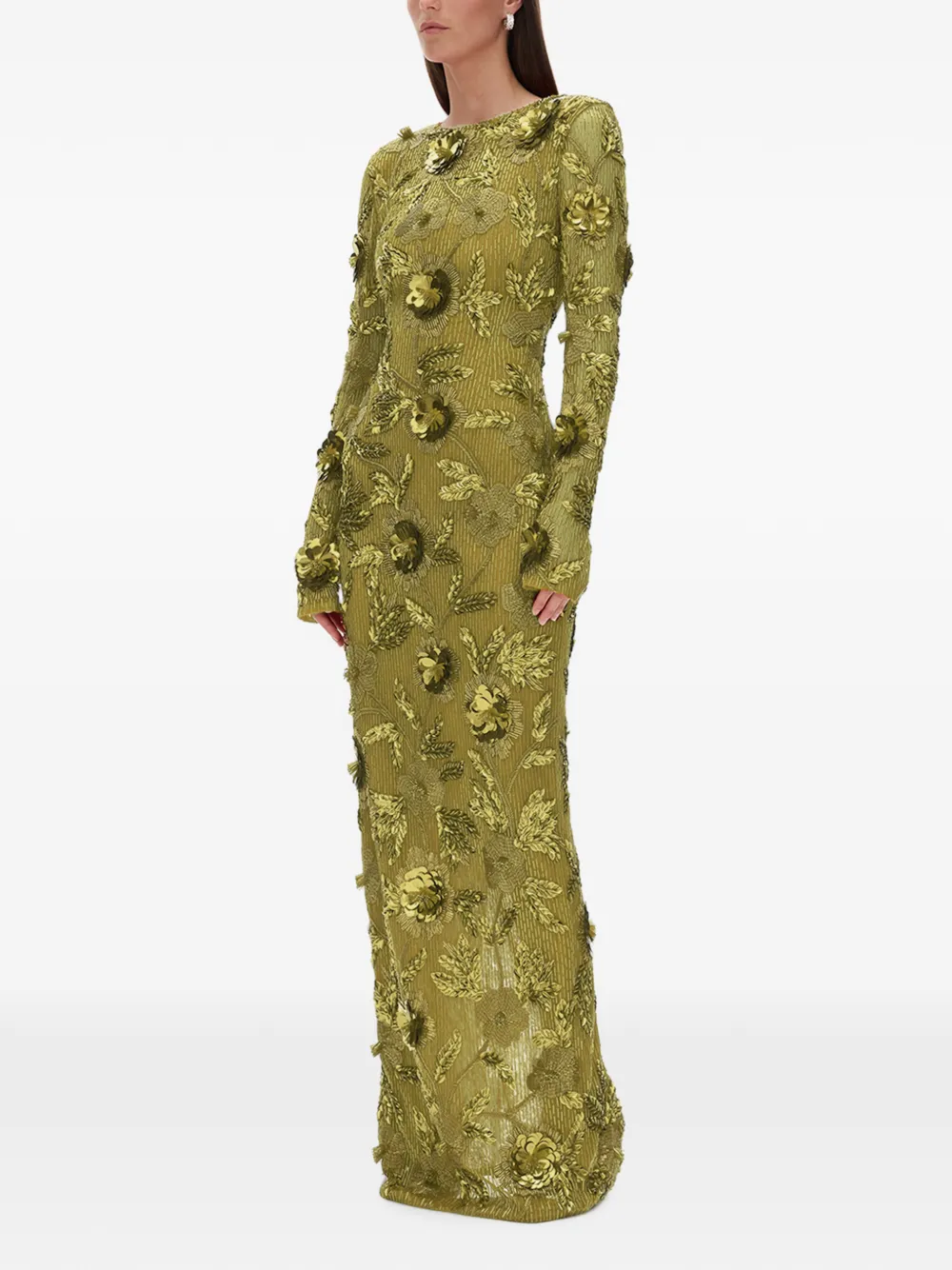 Rachel Gilbert Pierre maxi-jurk verfraaid met bloemen Groen