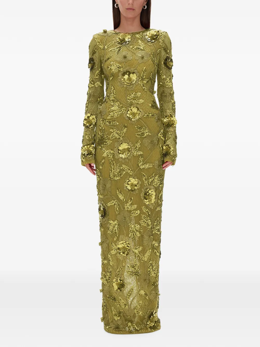 Rachel Gilbert Pierre maxi-jurk verfraaid met bloemen Groen