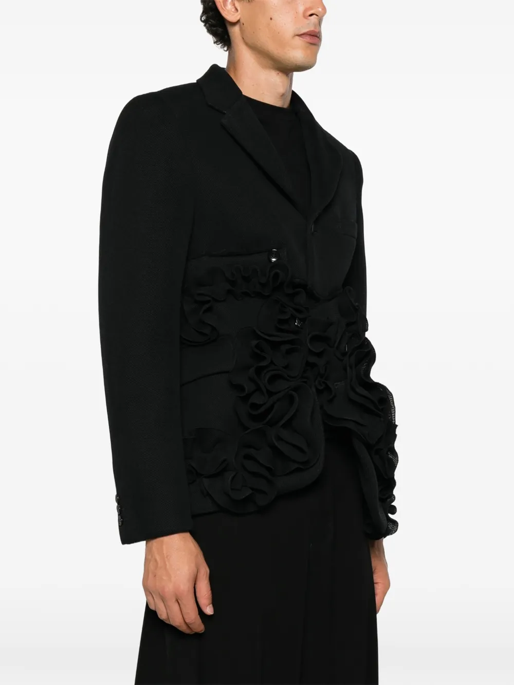 Comme des Garçons Homme Plus Blazer met ruches Zwart