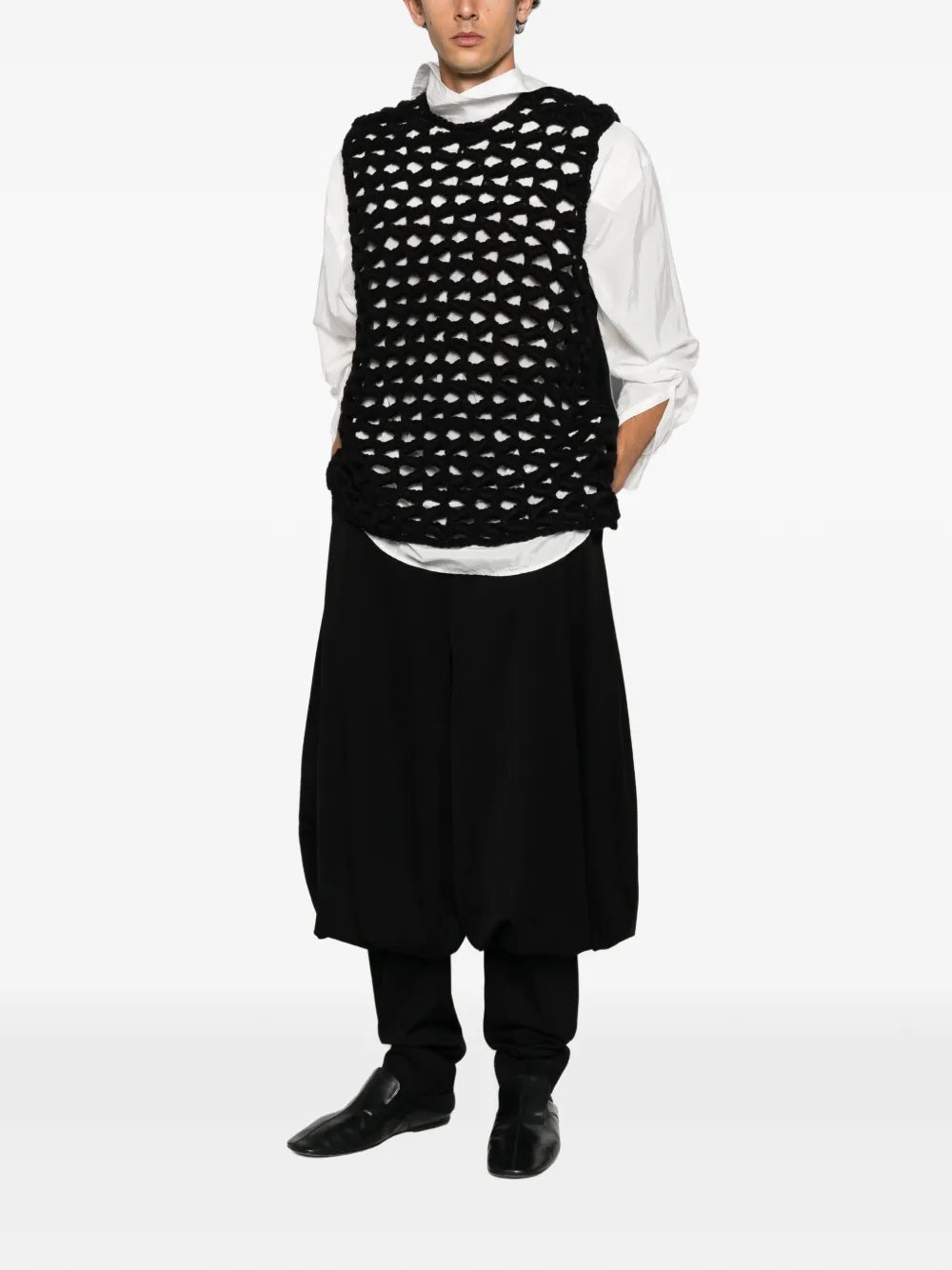 Comme des Garçons Homme Plus Gehaakte mouwloze top Zwart