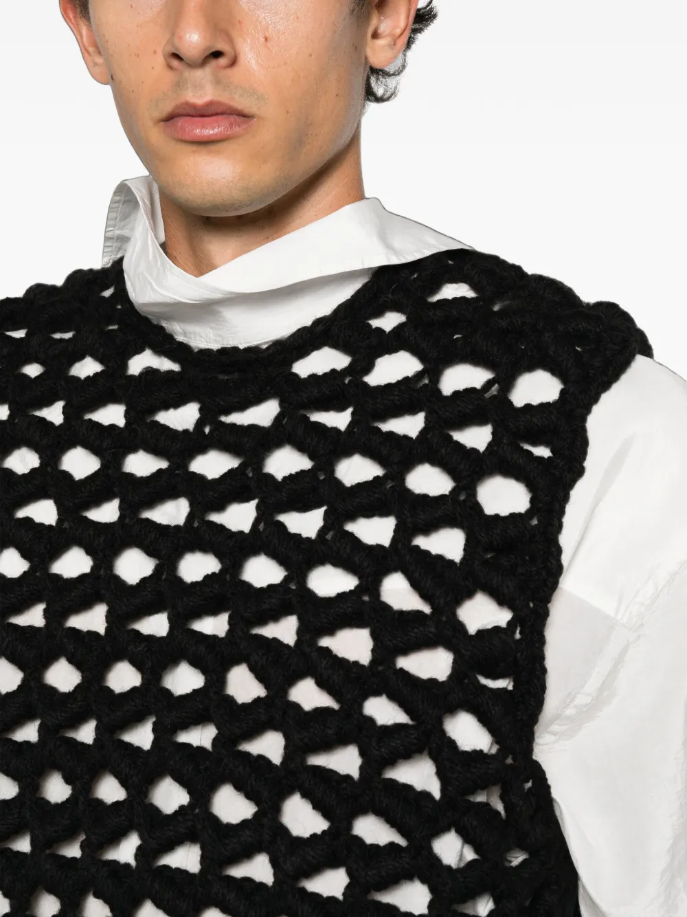 Comme des Garçons Homme Plus Gehaakte mouwloze top Zwart