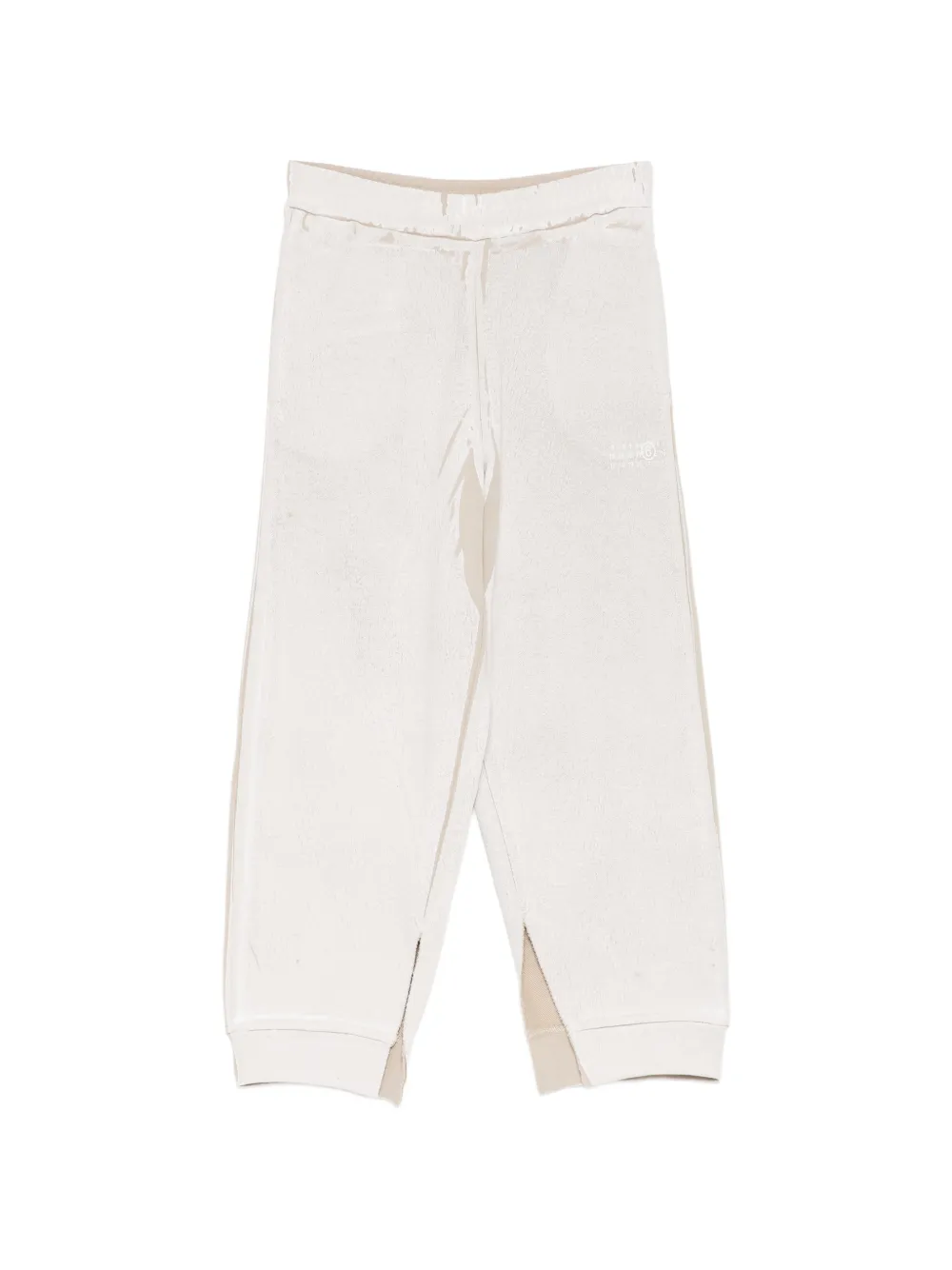 MM6 Maison Margiela Kids logo printed side-slit track pants - Toni neutri
