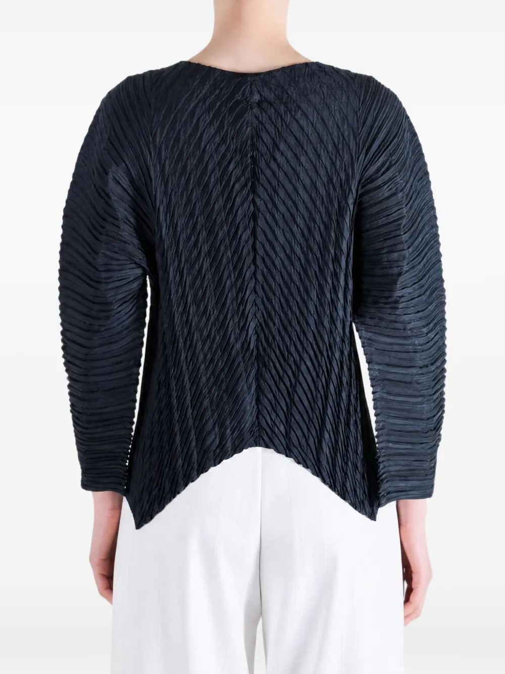 Issey Miyake Unfurling Pleats vest met asymmetrische zoom en plooien Blauw