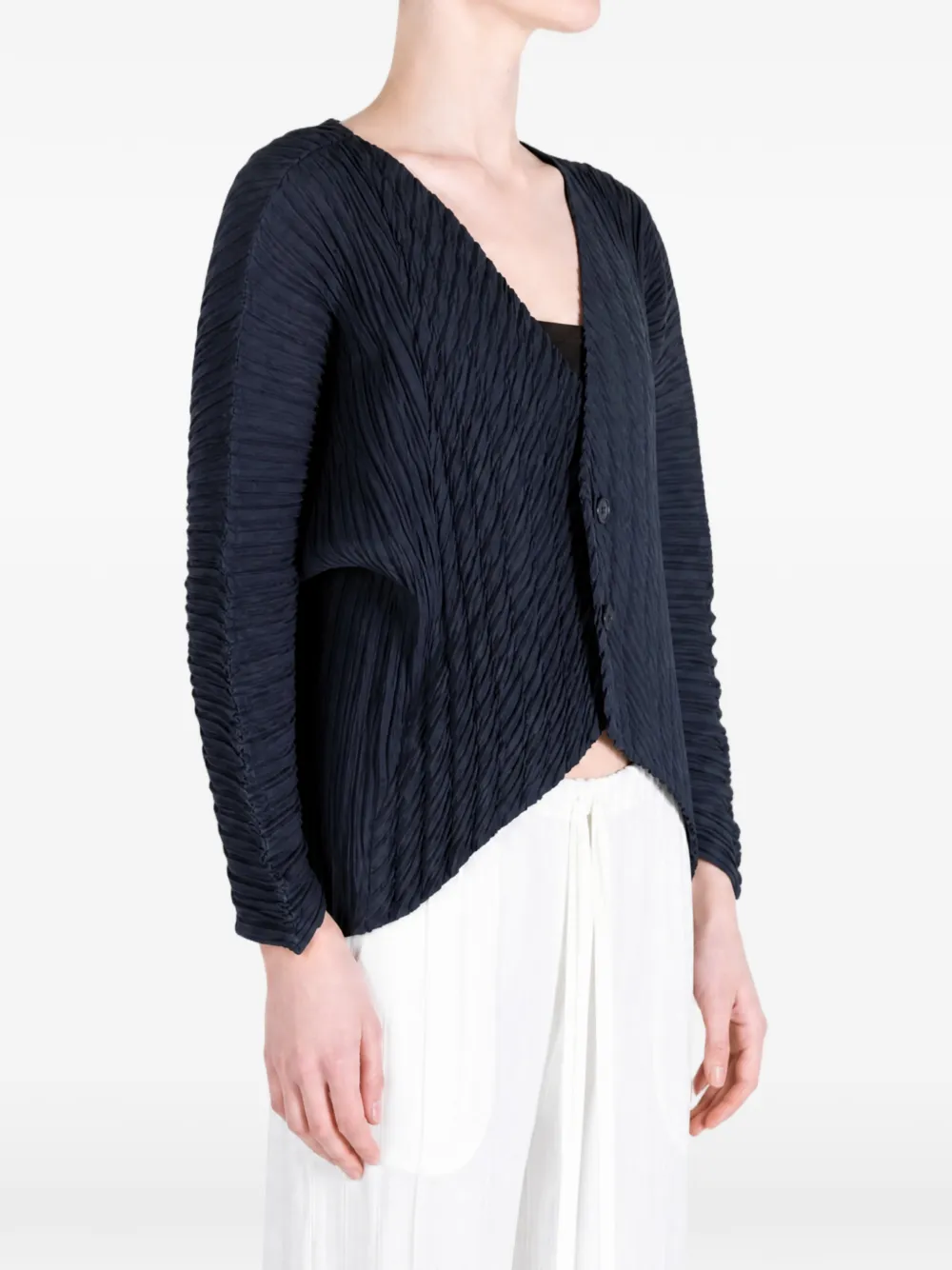 Issey Miyake Unfurling Pleats vest met asymmetrische zoom en plooien Blauw