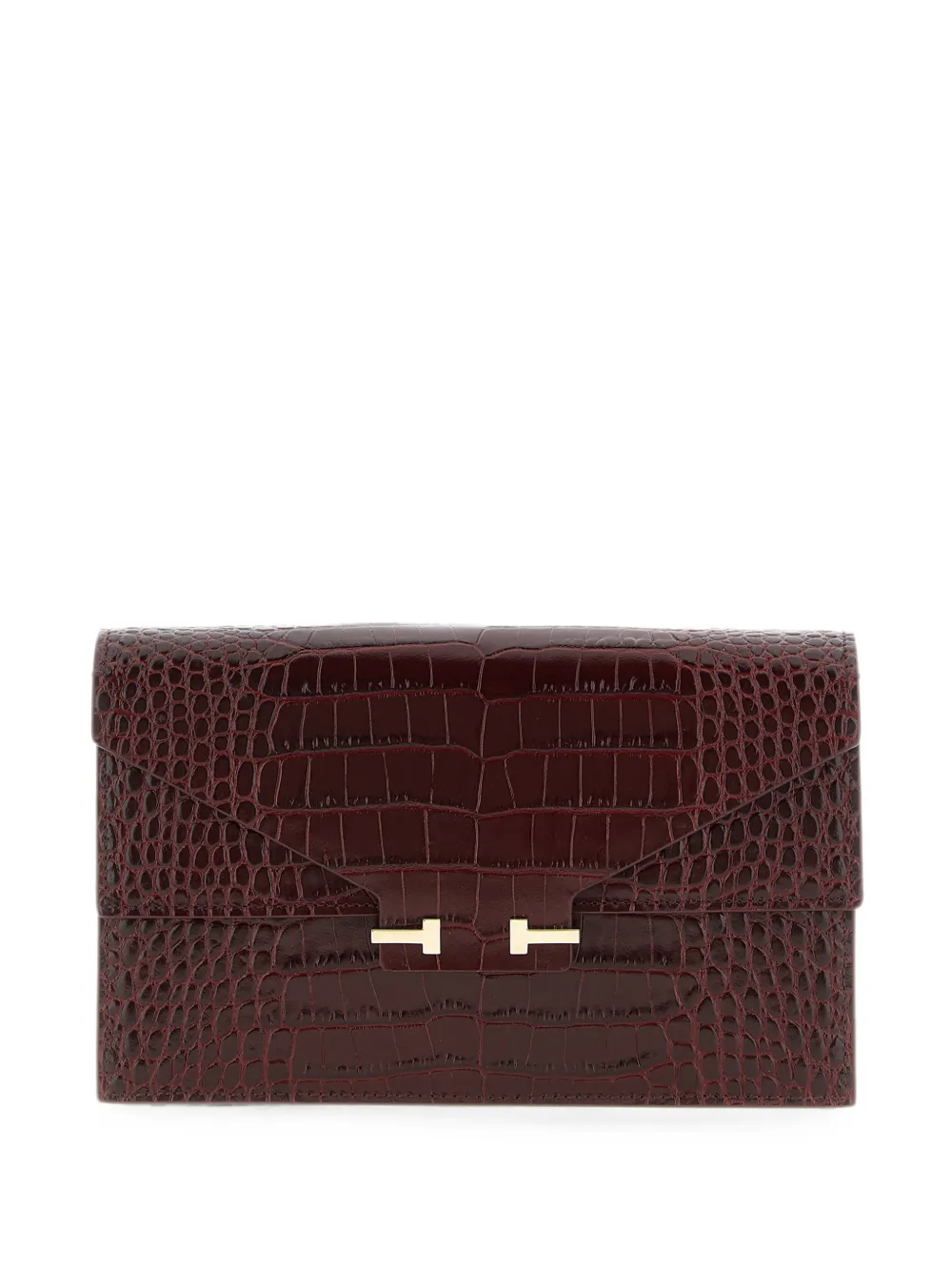 TOM FORD Aube crocodile-effect clutch bag - Red