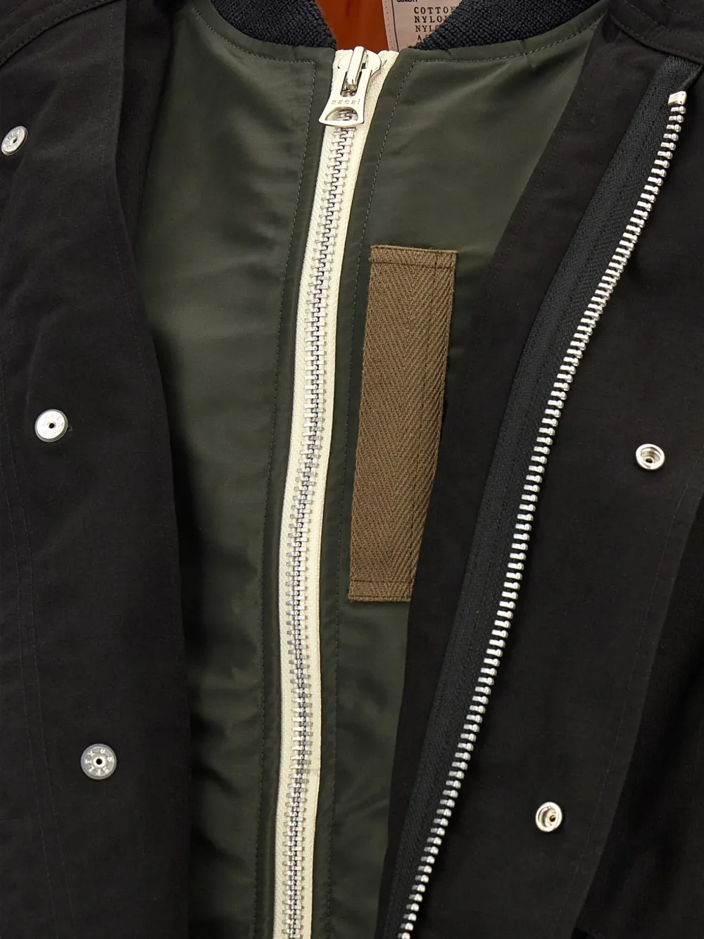 sacai Gelaagde ripstop parka Zwart