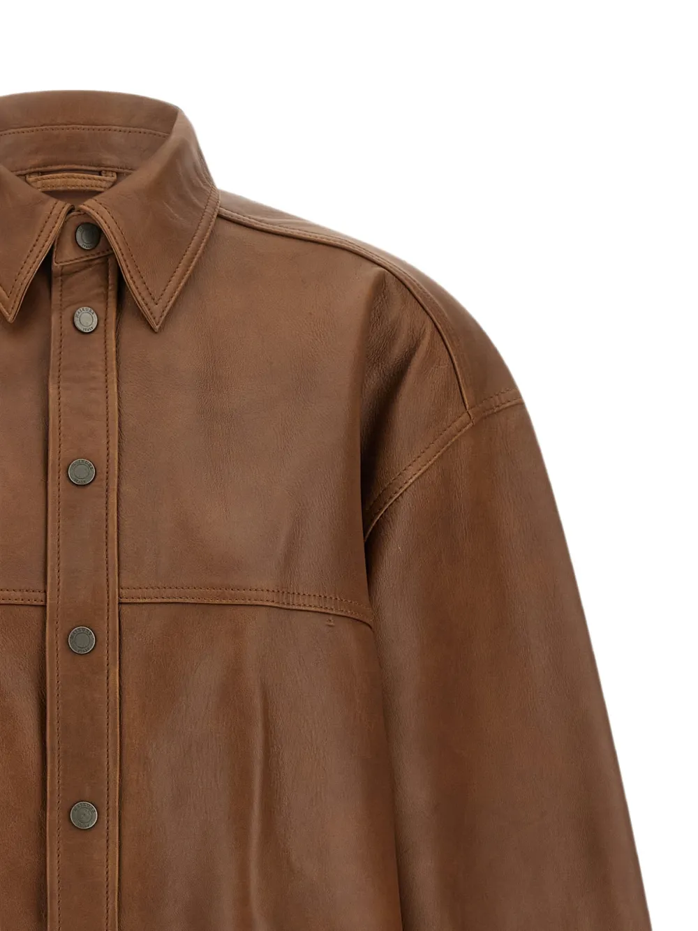 Haikure Victoria leren blouse Bruin