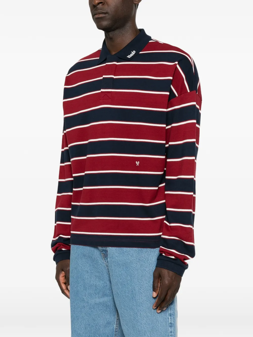 RHUDE Gestreept poloshirt Rood