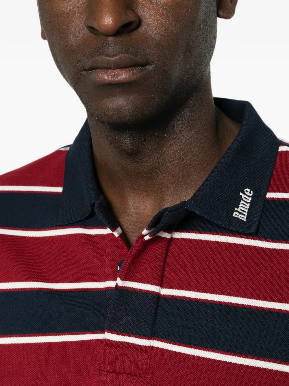 RHUDE Gestreept poloshirt Rood