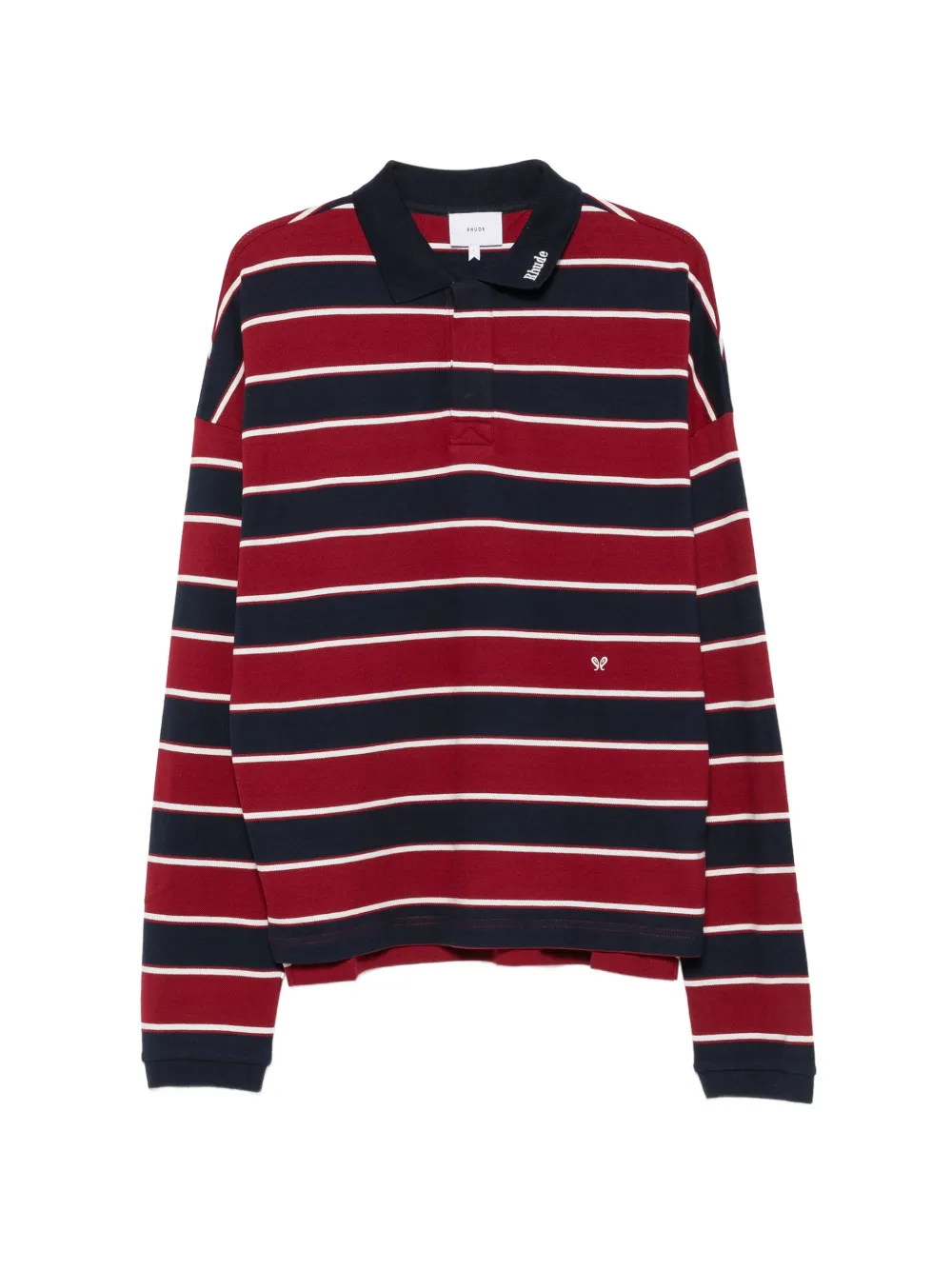 RHUDE striped long-sleeve polo shirt - Rosso
